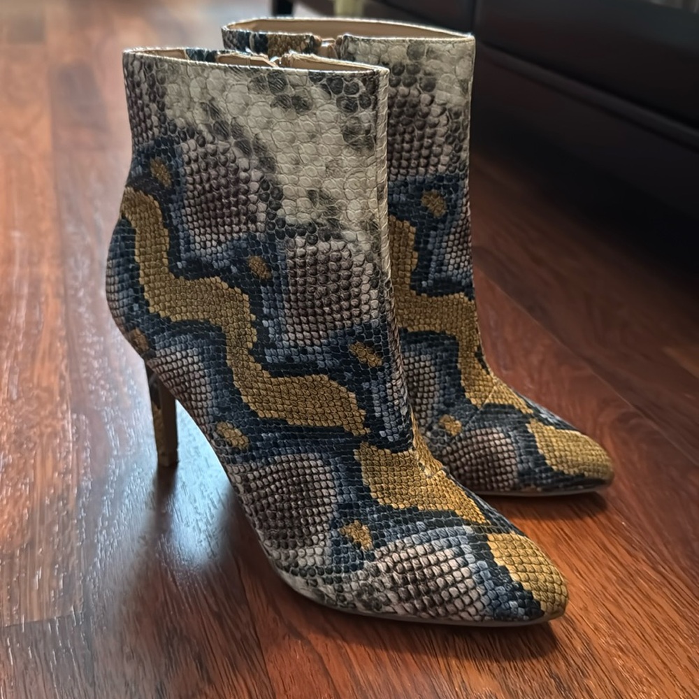 Express Colorful Snakeskin Booties 7